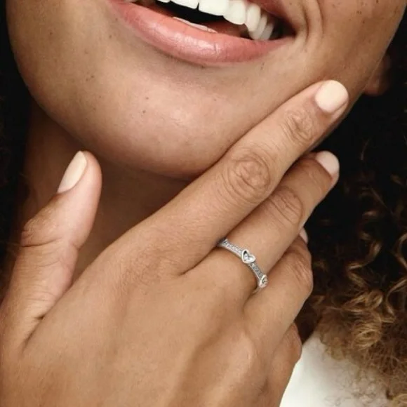 Pandora Radiant Hearts Ring Sterling Silver Sparkling Pave Love - Picture 2 of 3